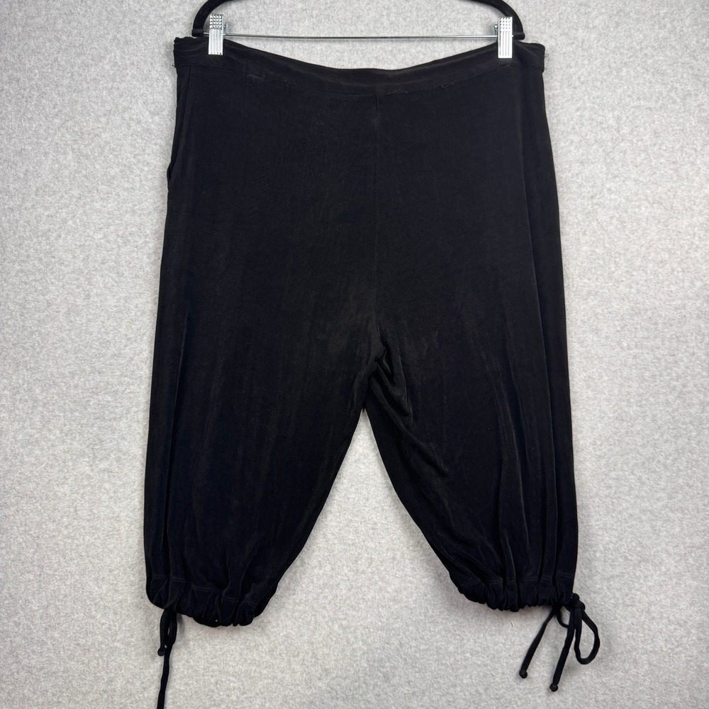 Chico's Travelers Pants Size 3.5 Womens 18 Black Crop Tie Capri Jogger Stretch - Picture 2 of 8